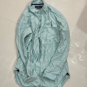Polo casual button down turquoise medium